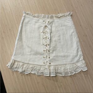 Lovers & friend lace up front ruffle mini skirt cotton small